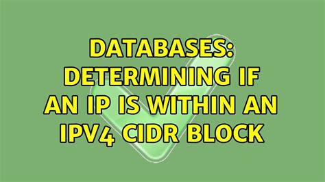 Determining if an IP is within an IPv4 CIDR Block