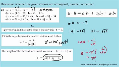 Determining whether vectors are orthogonal, parallel, or …