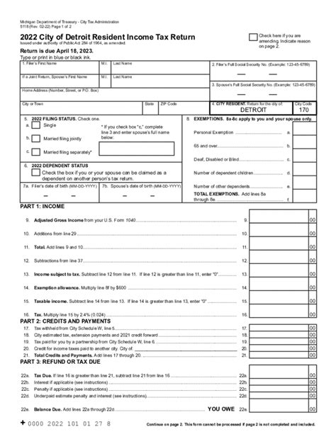Detroit Local Tax Withholding Form
