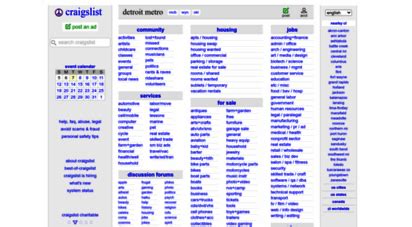 Detroit craigslist org free. Think of Craigslist but even better! Classified listing categories in Detroit; BackPageLocals is the free alternative to craigslist.org, backpagepro, backpage and other classified … 