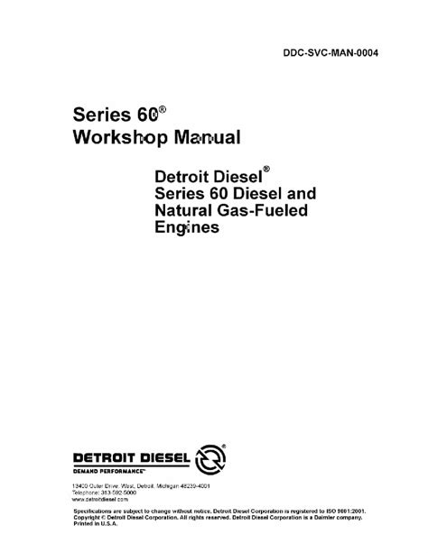 Detroit diesel 60 series service workshop master manual. - Allison transmission off highway service manual.
