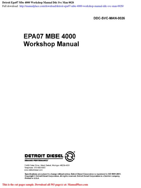 Detroit diesel mbe 4000 epa07 service manual dc svc man 0026. - To save a thousand souls a guide for discerning a.