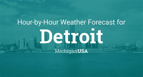 Detroit hour by hour weather outlook with 48 hour view projecting temperatures, sky conditions, rain or snow chance, dew-point, relative humidity, precipitation, and wind direction with speed. Detroit, MI traffic conditions and updates are included - as well as any NWS alerts, warnings, and advisories for the Detroit area and overall Wayne ... . 