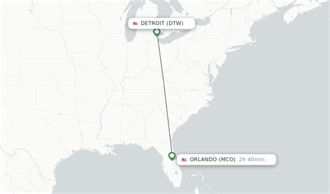 all flights from Orlando (MCO) to Detroit (DTW). On-Time Performance and Delay Statistics - Flightera.net. ... Route Information for Orlando to Detroit MCO Orlando United States-> 2 hours 42 min 1,545km 960mi. DTW Detroit ....