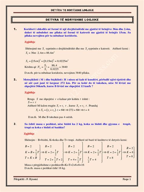 Detyra Logjike Ne Matematik