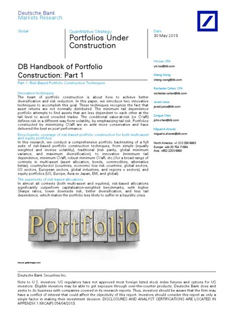 Deutche bank handbook of portfolio construction. - Vauxhall vectra c estate workshop manual.