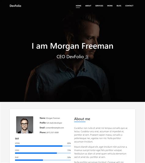 DevFolio Bootstrap Portfolio HTML Template DesignHooks