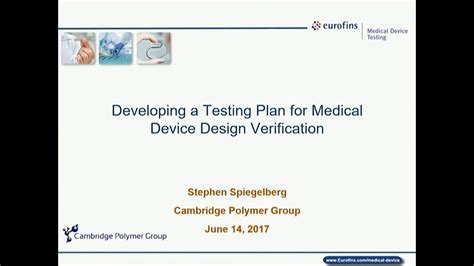 Developing a Testing Plan for Medical Device Design Verification YouTube
