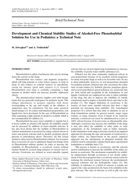 Development and Chemical Stability Studies of Alcohol-Free