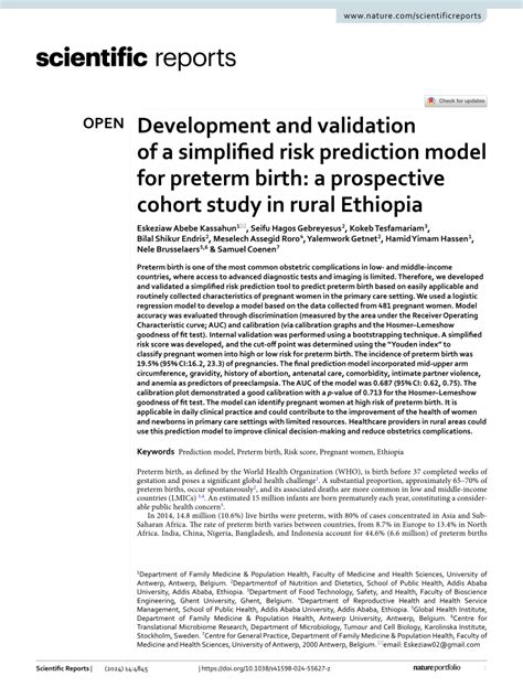 Development and validation of a risk prediction model of preterm …