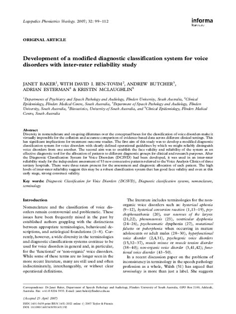 Development of a modified diagnostic classification system for voice ...