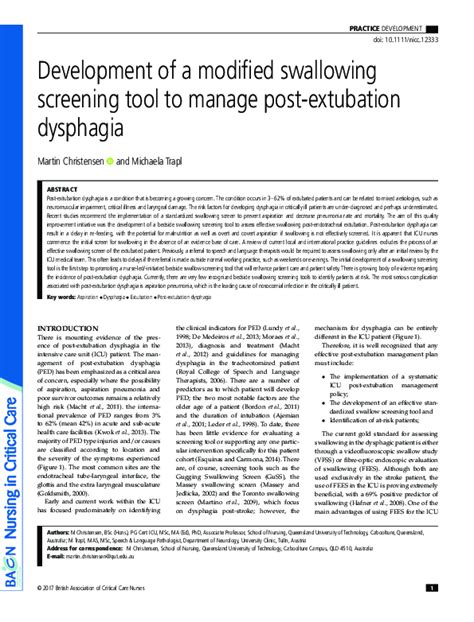 Development of a modified swallowing screening tool to manage post