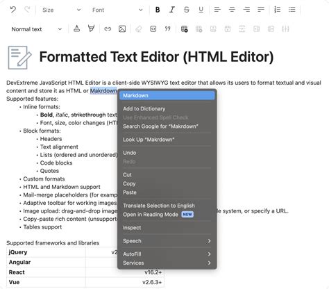 Devextreme texteditor.  HTML Editor supports browser spellcheck functionality.  DevExtreme HtmlE...