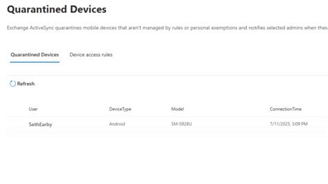 Device quarantine exchange 2016.  Set-ActiveSyncOrganizationSettings -UserMailInse...