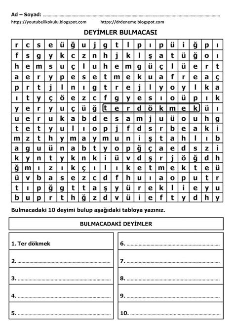 Deyim Bulmaca Cevapları. 