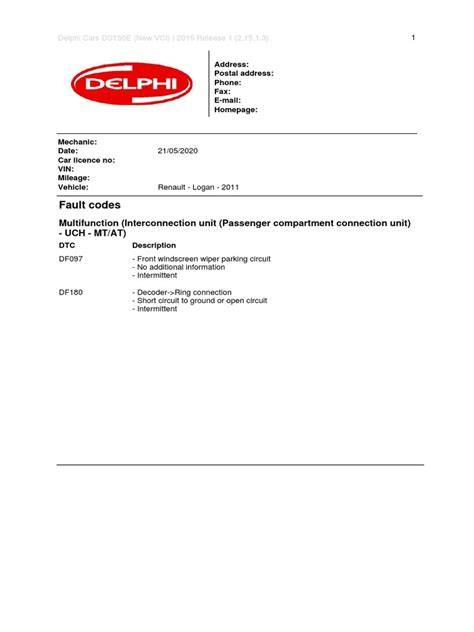 Df180 decoder ring connection.  It lists two fault codes - DF097 for a...