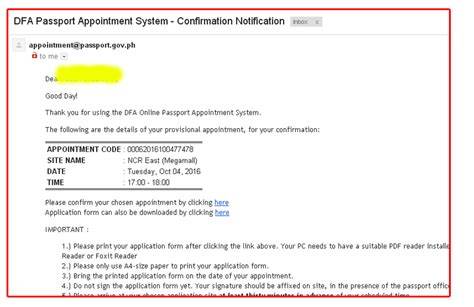 Dfa appointment code not received in email.  It may be noted that only Find answe...
