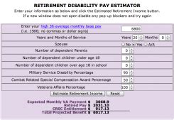 Dfas crsc pay calculator. The CRSC program was changed 1 January 2004 to offer compensation for a larger group of combat-disabled Retirees, including reserve Retirees at the age of 60. Calculating CRSC: (1) Subtract each disability percent from 100% to obtain the remaining efficiencies. (2) Multiply the remaining efficiencies together. (3) Subtract the result from 100%. 