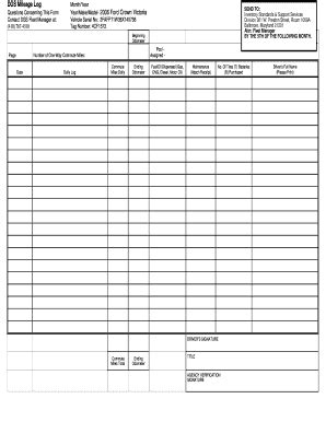 Dgs Mileage Log: Fillable, Printable & Blank PDF Form for Free