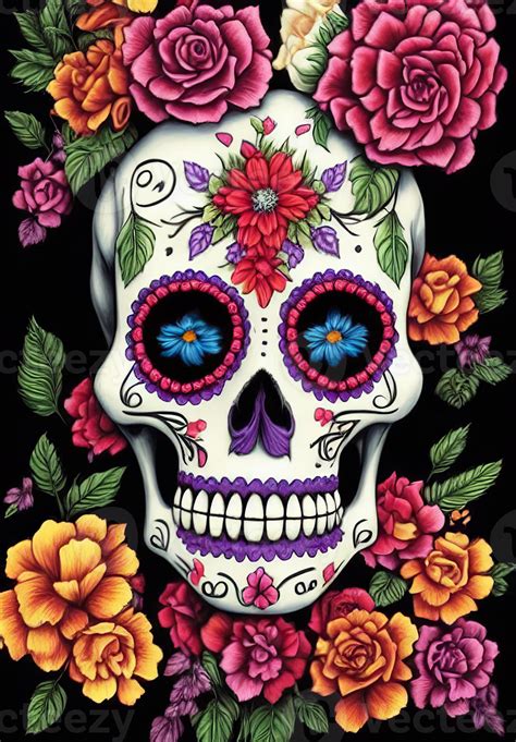 Dia De Los Muertos Sugar Skull Drawing