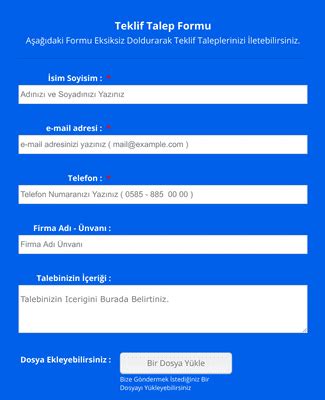 Dia Teklif Talep Formu.