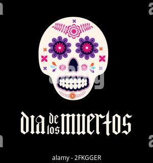 Dia de los Muertos fraktur font gothic lettering with sugar skull