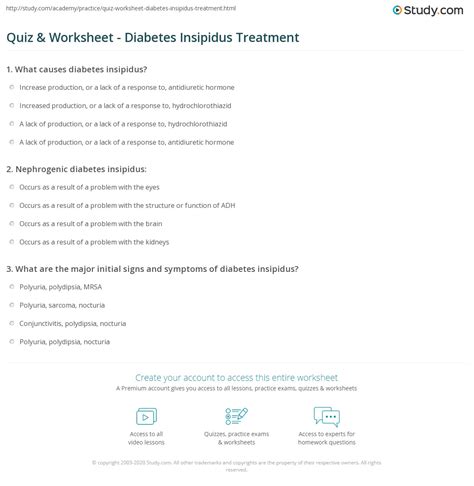 Diabetes Insipidus - Practice Test Questions & Chapter Exam