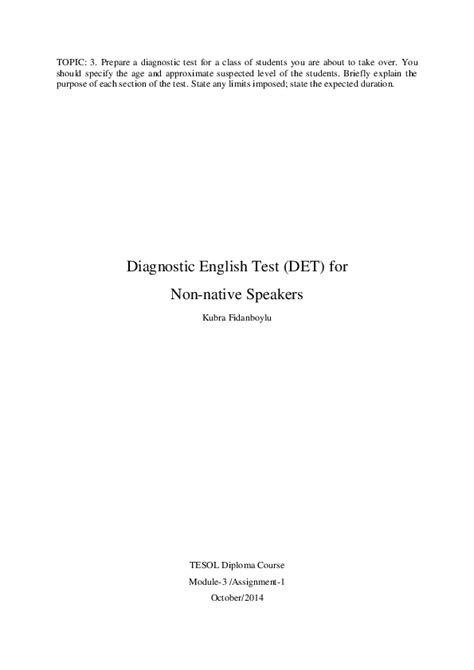 Diagnostic English Test (DET) for Non-native Speakers