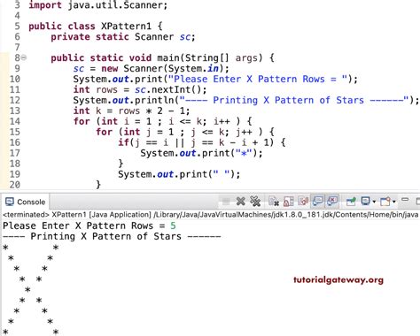 Diagonal star pattern in java.  The program uses nested loops to create the required star patter...