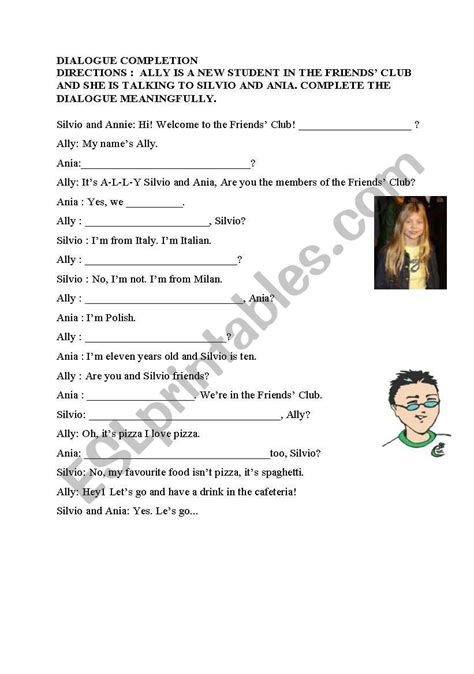 Dialogue Completion Exercises In English Class 6