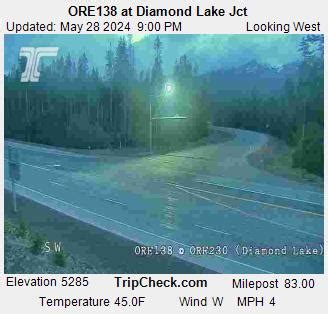Diamond lake oregon weather cam. How to use the Diamond Lake Traffic Map. Traffic flow lines: Red lines = Heavy traffic flow, Yellow/Orange lines = Medium flow and Green = normal traffic or no traffic*. Black lines or No traffic flow lines could indicate a closed road, but in most cases it means that either there is not enough vehicle flow to register or traffic isn't monitored. 