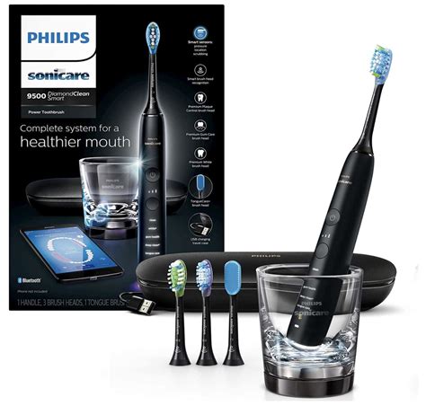 Philips Sonicare <b>Diamondclean</b> Smart Electric, Rechargeable Toothbrush For Complete Oral Care, with Charging Travel Case, 5 Modes, and 8 Brush Heads - 9700 Series, Lunar Blue, HX9957/51. . Diamondclean