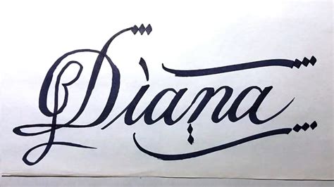 Diana Name Signature Calligraphy Status How to Cursive write with cut