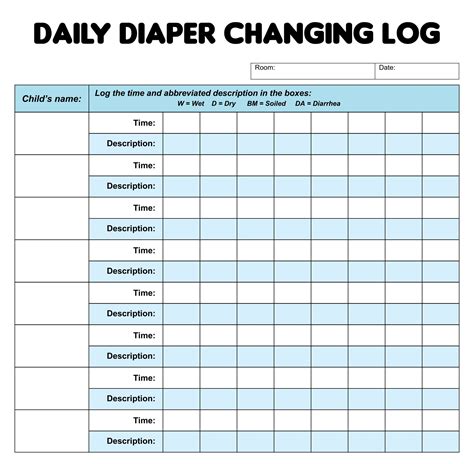 Diaper Changing Chart Template Diaper Changing Diaper Change Chart Diaper Chart