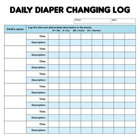 DiaperChanging Chart Printables Diaper changing, Diaper change chart