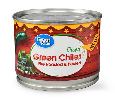 Diced green chiles. Nutrition facts label and information for Diced Green Chiles - Per 100 grams: 28.571 calories, 0.0g fat, 2.857g carbohydrate, 0.0g protein. 