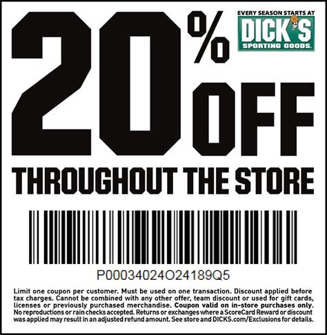 Dick's $20 Off Coupon Printable