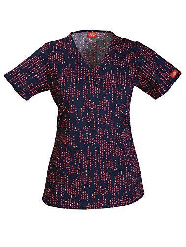 Dickies Prints Women Scrubs Top Mock Wrap 82724 - amazon.com