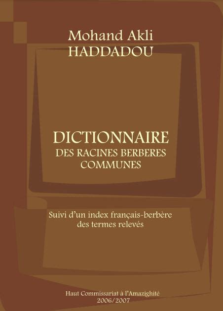 Dictionnaire des racines berbères (formes attestées). - Mehrspurige aufnahme eine technische gestaltungshilfe für den musiker.