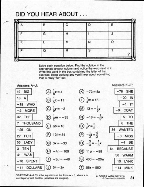 Did U Hear About Math Worksheet Answers