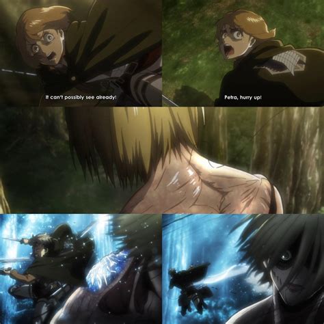 Knowledge is everything in these fights, as seen when Levi's squad was wiped out (regen timers were off). As for Eren, he was completely useless in his 1v1 against Annie. He only looked useful when she didn't have use of her arms and an eye. Overall he only landed a single punch, which did virtually nothing.