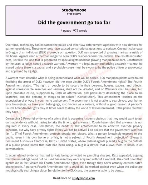 Did the government go too far - Free comparison essay …