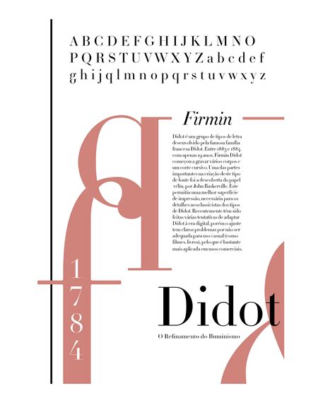 Didot typeface. The Didot font is a timeless typeface that has a rich history and an enduring appeal. It quickly became popular in the printing industry due to its elegant design and high contrast. The Didot family’s contributions to the printing industry and their reputation for high-quality printing also helped to establish the font’s popularity. Today ... 