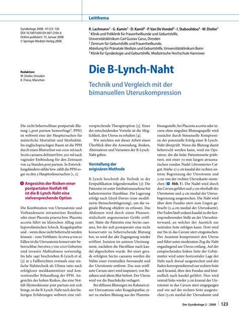 Die B-Lynch-Naht SpringerLink