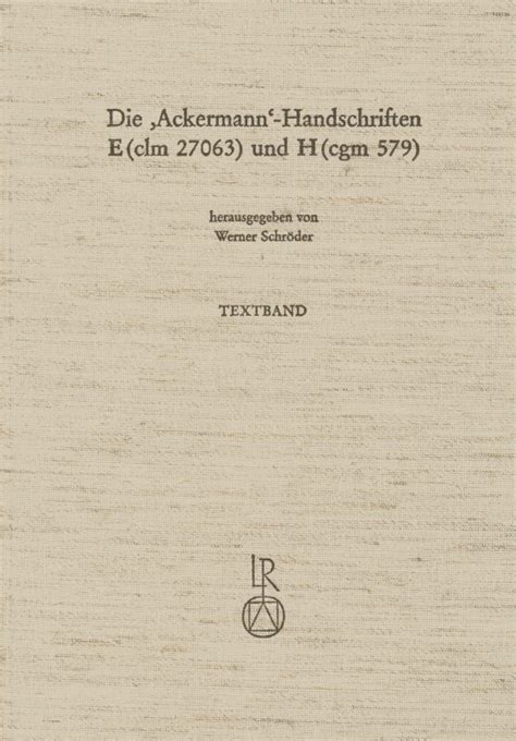 Die ackermann handschriften e (clm 27063) und h (cgm 579). - The musicians home recording handbook reference.