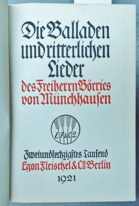 Die balladen und ritterlichen lieder des freihernn börries von münchhausen. - Guide to michael gregers md et al how not to die.