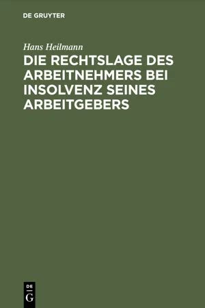 Die rechtslage des arbeitnehmers bei insolvenz seines arbeitgebers. - Handbook of food processing food safety quality and manufacturing processes.