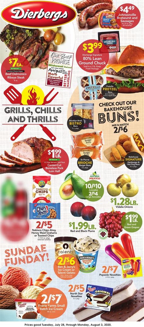 Now viewing: Dierbergs Weekly Ad Preview 03/26/24 - 04/01/24. Click Blue Buttons to flip pages. Dierbergs weekly ad listed above. Click on a Dierbergs location below to view the hours, address, and phone number. The Dierbergs ad this week is very easy to browse through. The sales are separated into categories so that it is easy to tell if the .... 