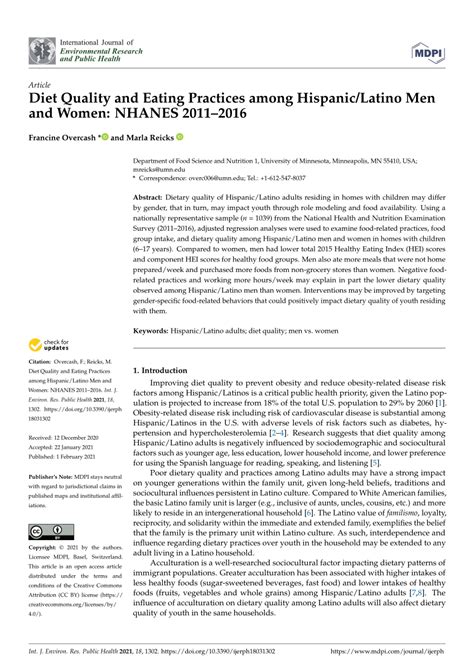 Diet Quality and Eating Practices among Hispanic/Latino Men …