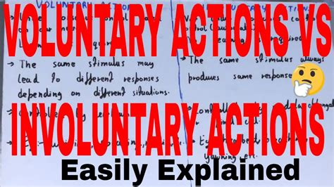 Difference between Voluntary and Non-Voluntary Actions